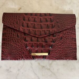 Brahmin Burgundy Croc Embossed Clutch